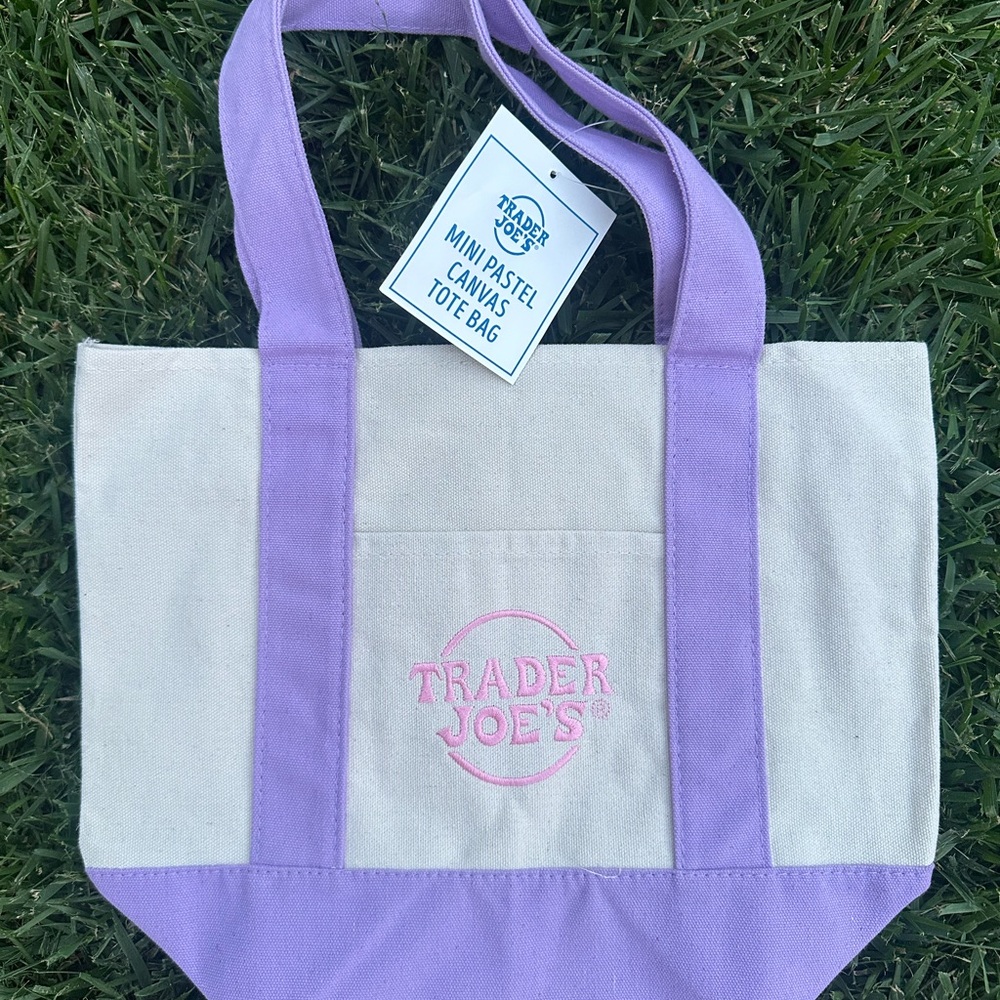 Purple and Cream Canvas Tote Bag